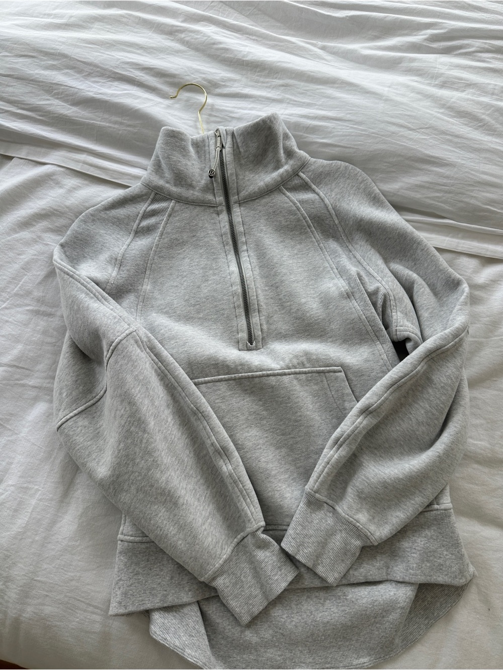 Lululemon Light Gray Scuba Half‑Zip Funnel Sweatshirt